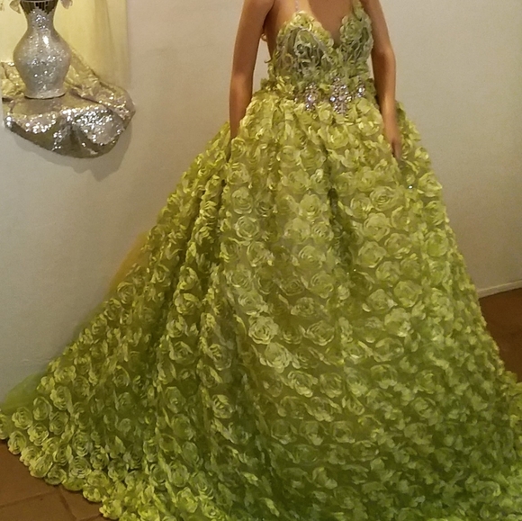 GEMMA 3D Apple Green Rosette Wedding Ballgown Set - Picture 8 of 8